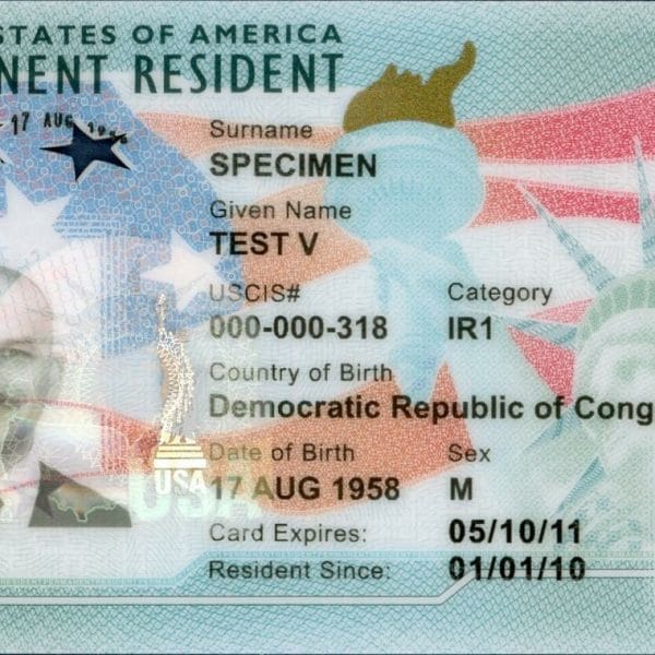 Example of U.S. Green Card