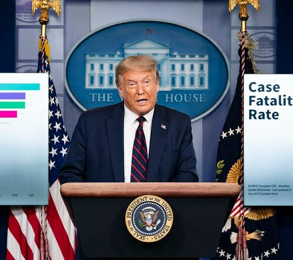 President Trump at a coronavirus press briefing