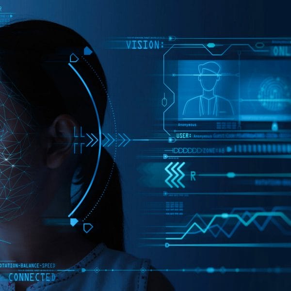 An immigrant submits biometrics data