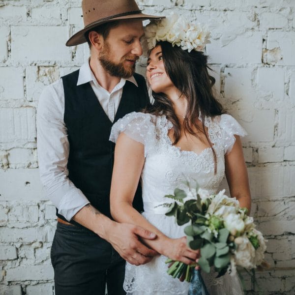 A couple has a self-solemnization wedding ceremony.