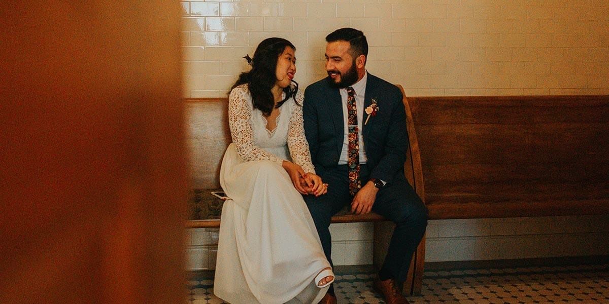 Immigrant couple getting married at the courthouse