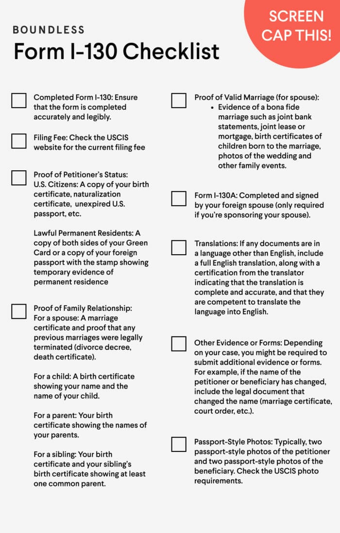 Form I-130 Application Checklist-2023