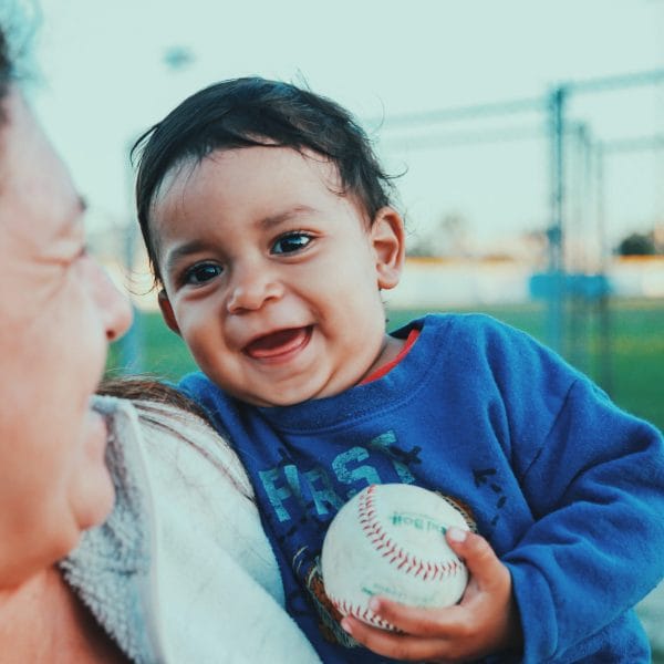 Immigrant grandmother and grandson.
