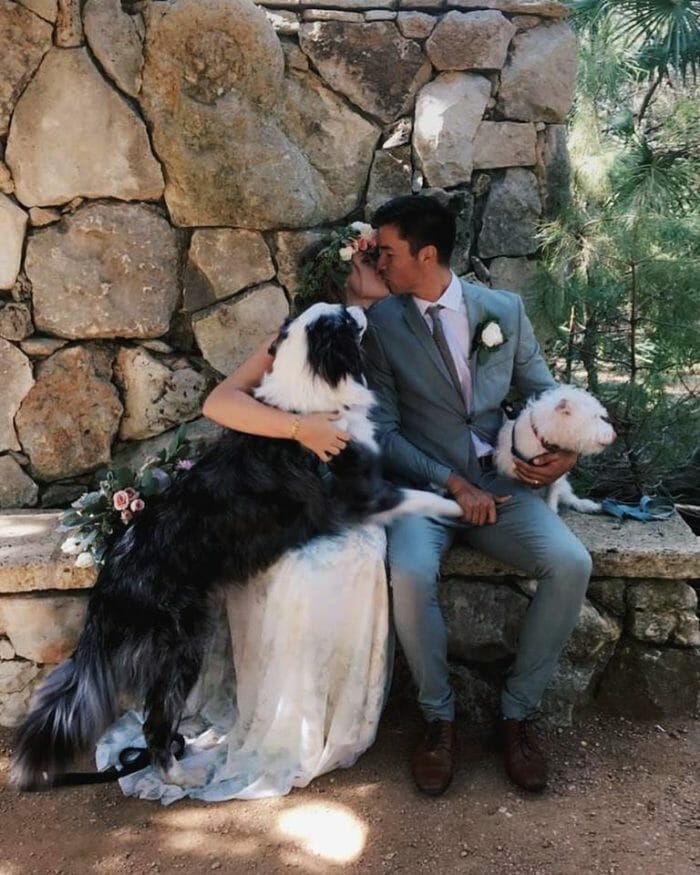 Madeline and Jonathan kissing on their wedding day