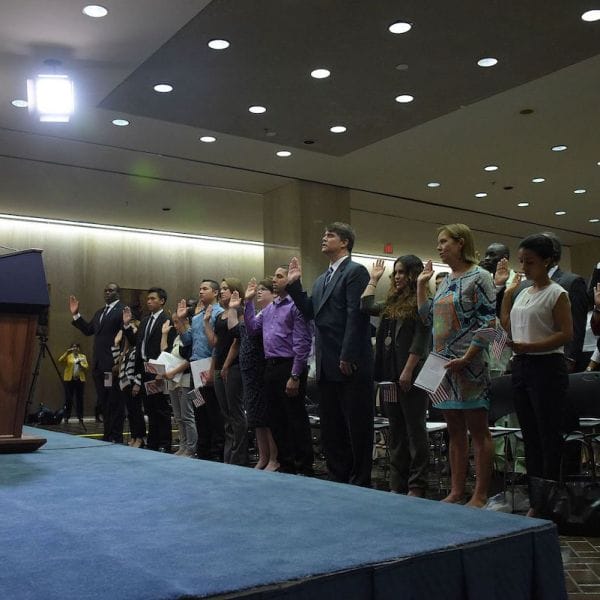 Citizenship Applicants Take the Oath