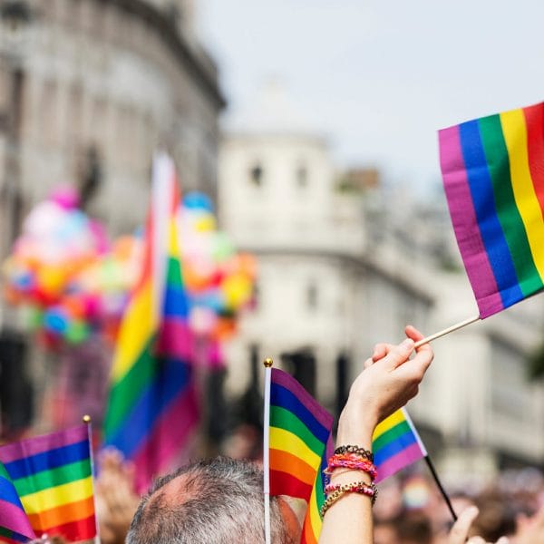 Immigrants wave pride flags