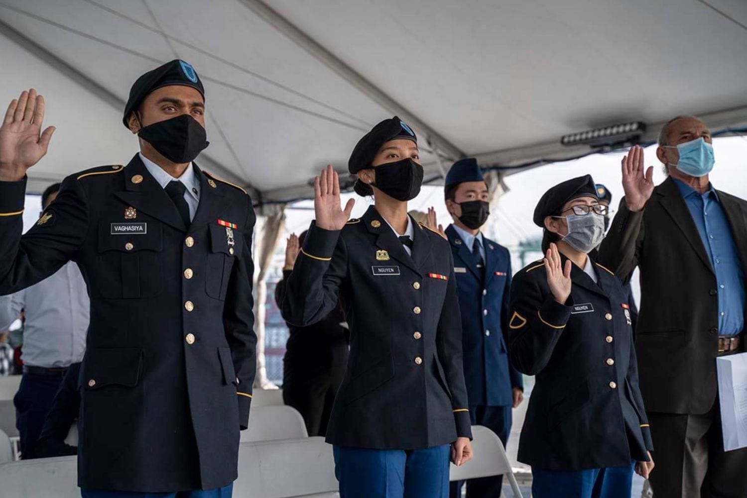 U.S. military members at an oath ceremony