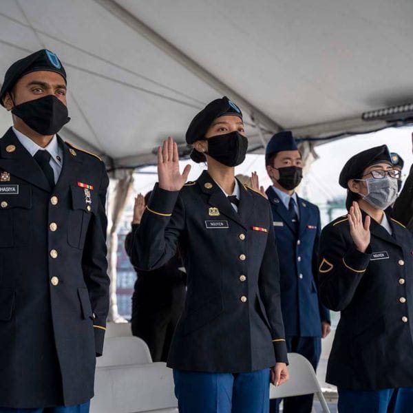 U.S. military members at an oath ceremony