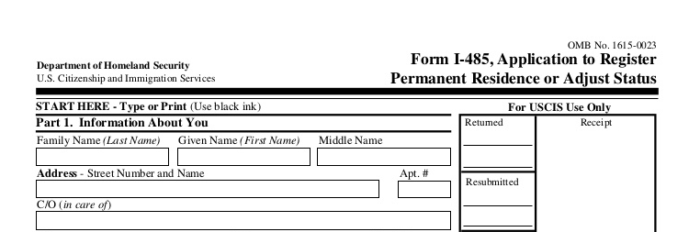 USCIS Form I 485