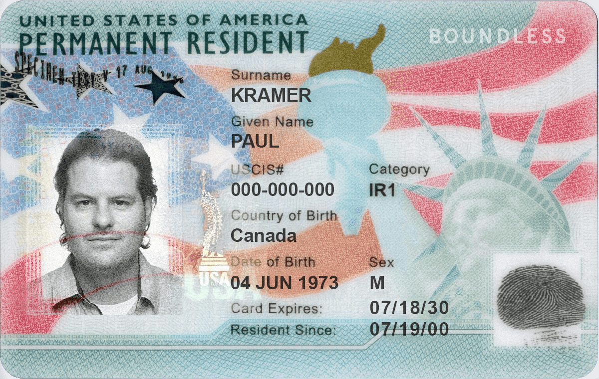 sample green card
