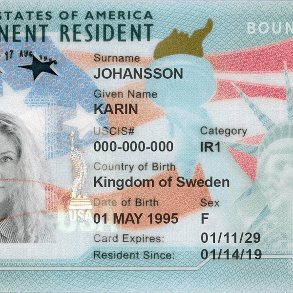 Sample permanent resident card