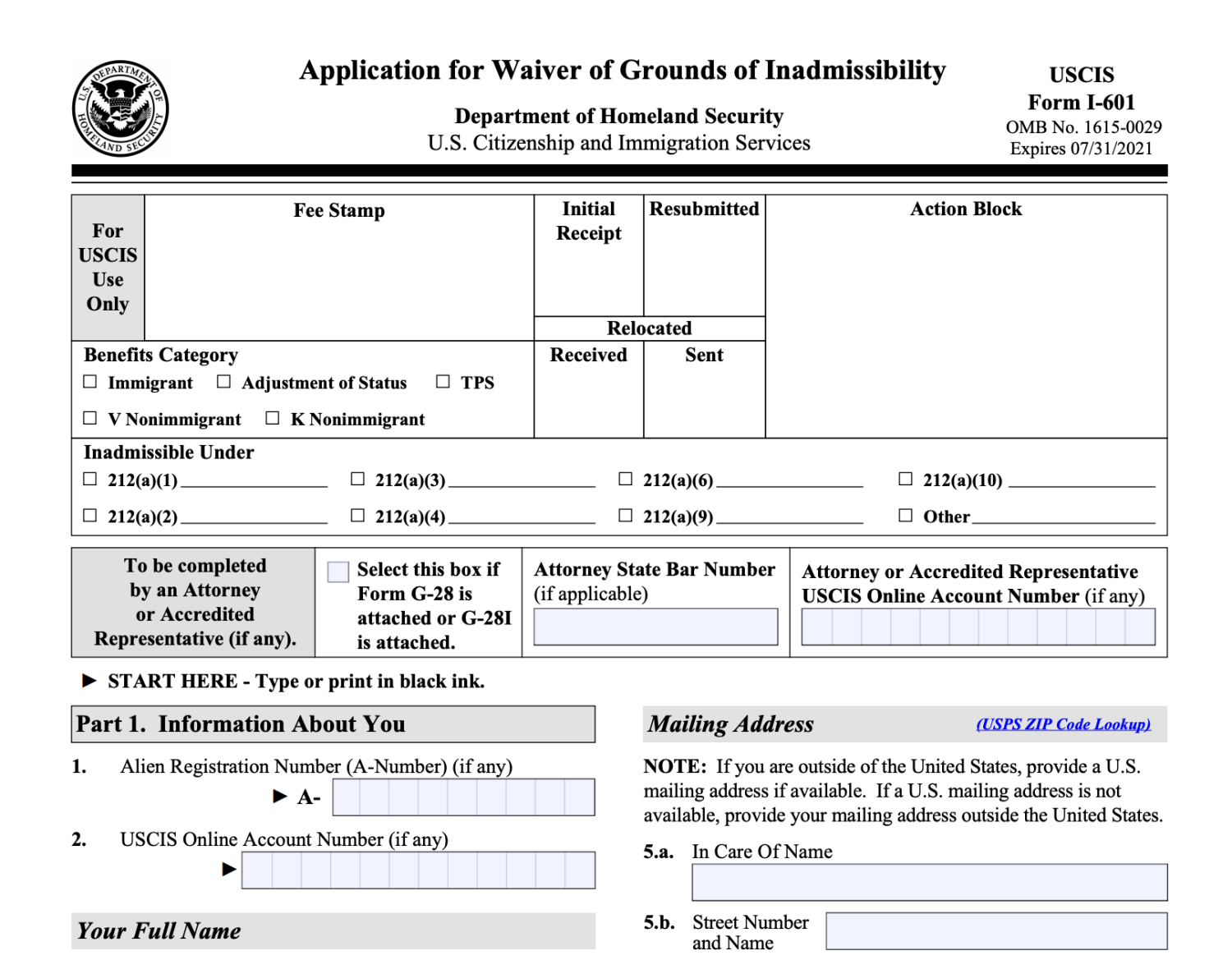 Form I-601