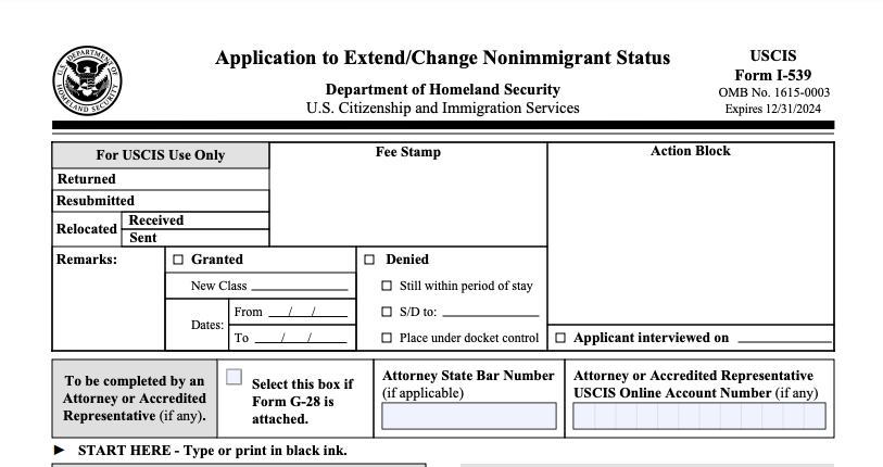 Form I-539
