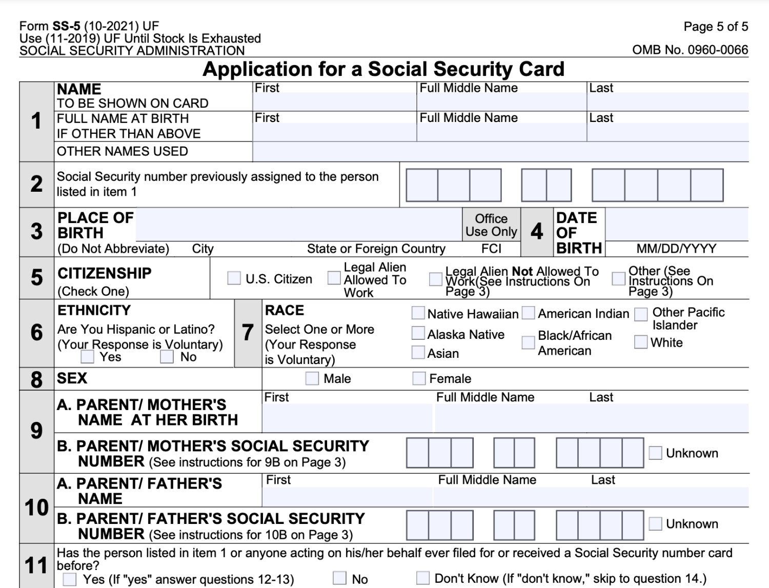 SS-5 Form